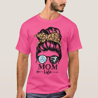 Mama Life Messy Bun Hair Funny Volleyball Gymnasti T-Shirt
