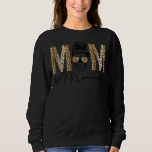 Mama Life Messy Bun Leopard Skull Mama Mutter Sweatshirt