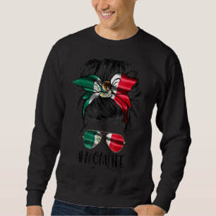 Mama Life Messy Bun Mexican Flag Motheru2019s Day Sweatshirt