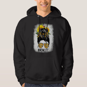 Mama Life Messy Hair Bun Sonnenblume Frauen Mutter Hoodie