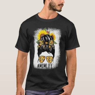 Mama Life Messy Hair Bun Sonnenblume Frauen Mutter T-Shirt