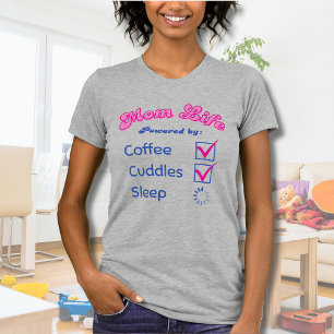Mama Life Retro Kaffeekücher schlafen T-Shirt