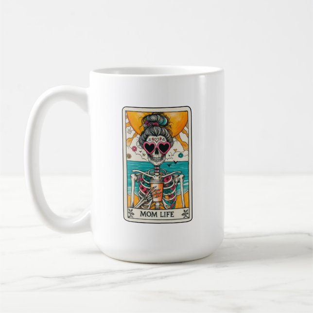 Mama Life Skeleton Tarot Card Kaffeekarte Tasse (Links)
