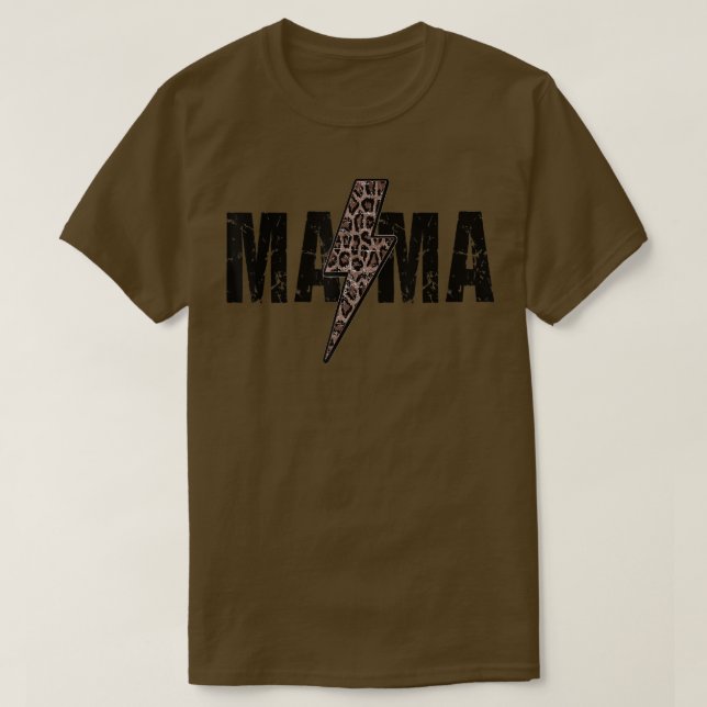 Mama Lightning Bolt Leopard Cheetah Print Mütter T-Shirt (Design vorne)