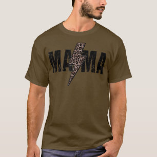 Mama Lightning Bolt Leopard Cheetah Print Mütter T-Shirt