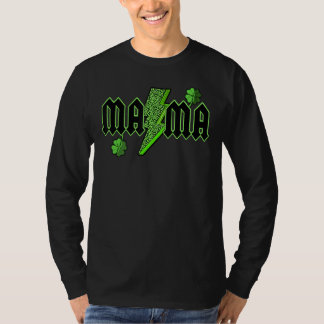 Mama Lightning Bolt Leopard St Patricks Day Shamro T-Shirt