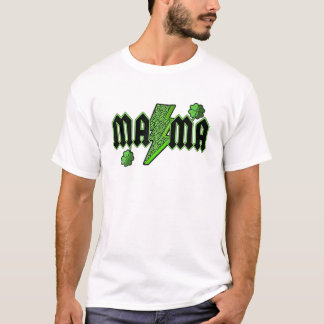 Mama Lightning Bolt Leopard St Patricks Day Shamro T-Shirt