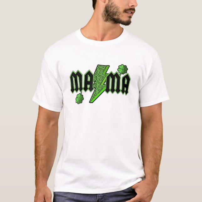 Mama Lightning Bolt Leopard St Patricks Day Shamro T-Shirt (Vorderseite)