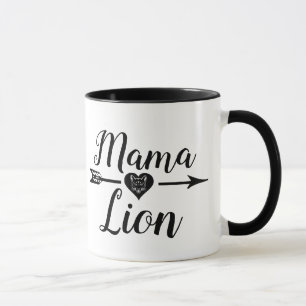 Mama Lion Arrow mit Herz, schwarz Tasse