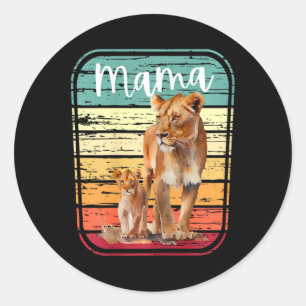 Mama Lion Lioness Junge Mutter Niedlich Mommy Gift Runder Aufkleber