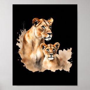 Mama Lioness T-Shirt Junge Mutter Löwe Mommy Gesch Poster