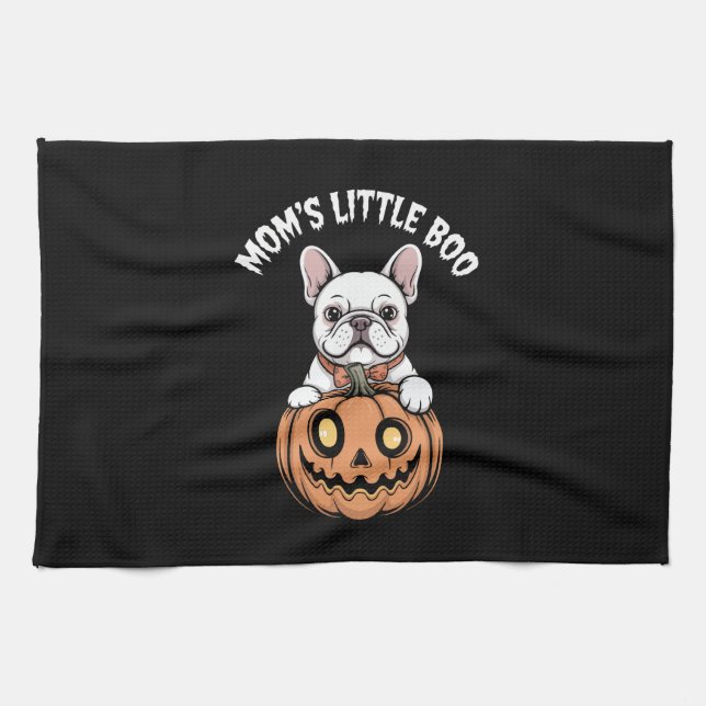 Mama Little Boo French Bulldog Hallowen Geschirrtuch (Horizontal)