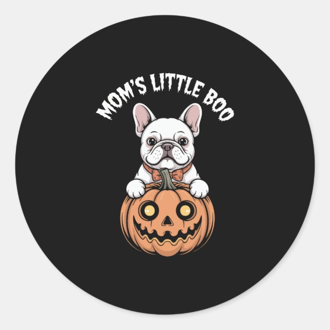 Mama Little Boo French Bulldog Hallowen Runder Aufkleber (Vorderseite)