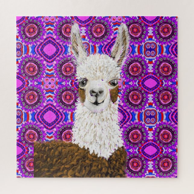 Mama Llama lebt in Lila Puzzle (Vertikal)