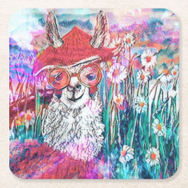 Mama Llamas Tag im Coas des Country Square Rechteckiger Pappuntersetzer