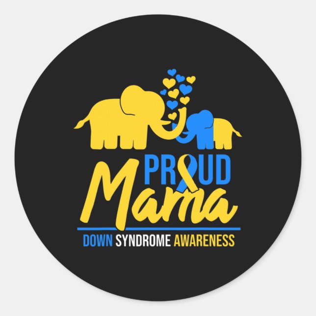 Mama Mama Down Syndrome Awareness Day Niedlich Ele Runder Aufkleber (Vorderseite)
