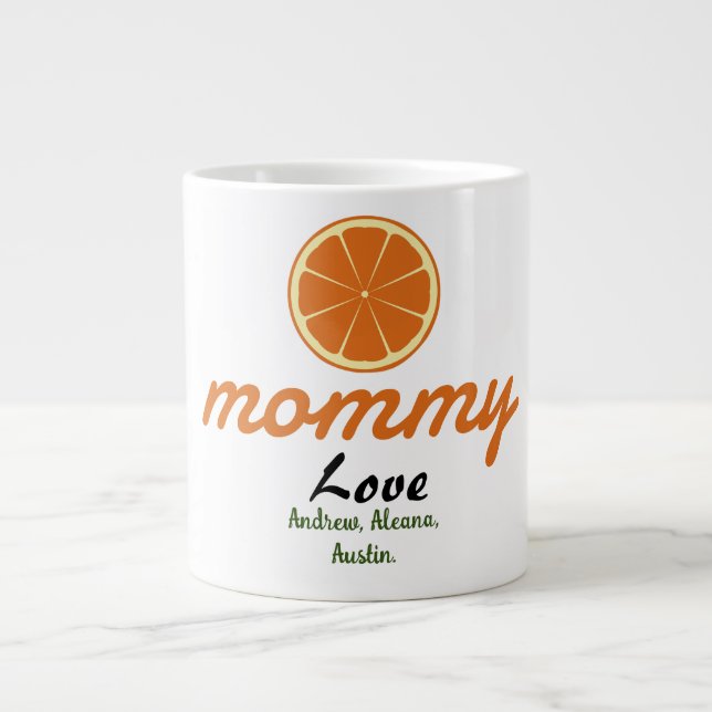 Mama-Mama-Kinder-Namen personalisieren Sitte Jumbo-Tasse (Vorderseite)