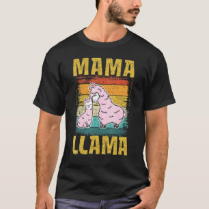 Mama Mama Llama Geburtstag Süße Tier Retro T-Shirt