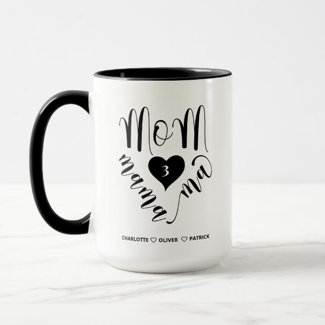 Mama Mama Ma Heart Kids Namen Tasse (Links)