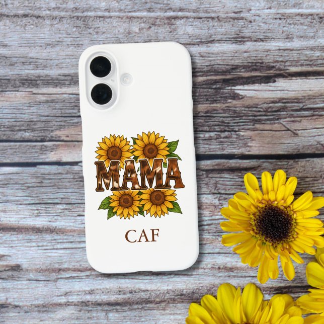 Mama Mama Sunflowers Monogram Initials Geschenk Ma Case-Mate iPhone Hülle (Mama Sunflower iPhone 16 15 14 case. Monogram it with her initials or name. Gift For mom)