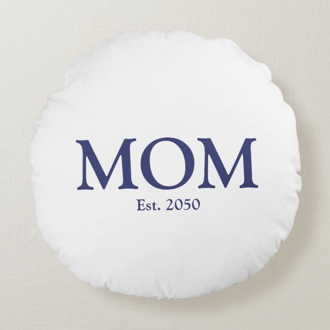 Mama marineblau, gebräuchliches Datum niedlich Rundes Kissen (Vorderseite)