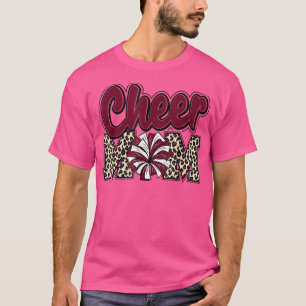 Mama Maroon Leopard Briefe Cheer Pom Poms T-Shirt