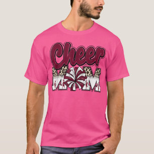 Mama Maroon Leopard Briefe Cheer Pom Poms T-Shirt
