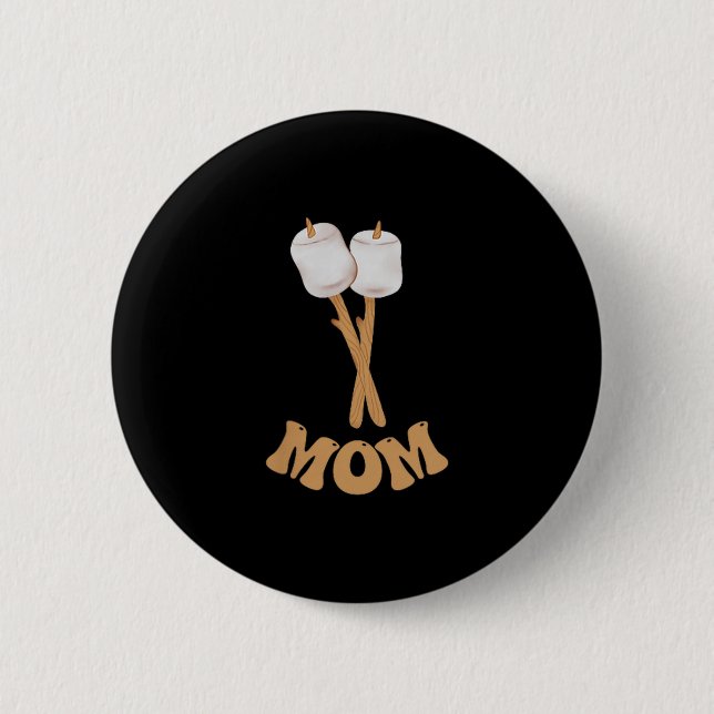 Mama Marshmallow glücklicher Camper 1. Geburtstag  Button (Vorderseite)