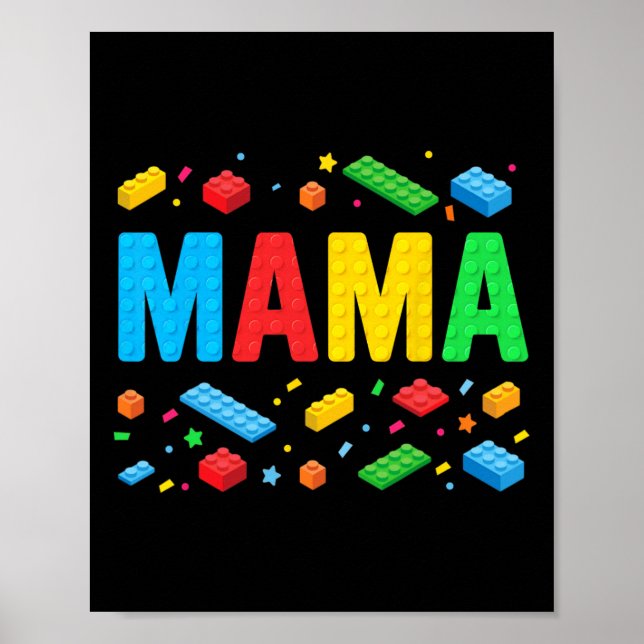 Mama Master Builder Gebäude Bricks Blocks Funny M Poster (Vorne)