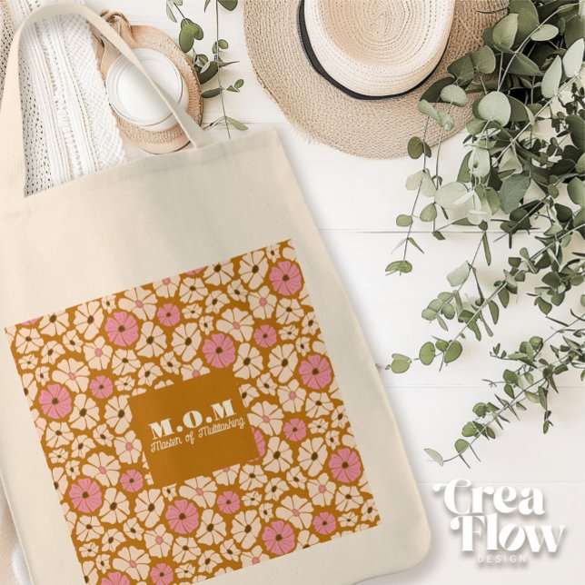 MAMA_Master of Multitasking, ein kurzes Blumenzita Tragetasche (Reusable shopper tote bag with print: Mum- Master of Multitasking. Perfect Mothers Day Gift!)