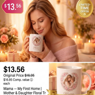 Mama — Mein erstes Zuhause | Mutter-und-Tochter-Bl Kaffeetasse