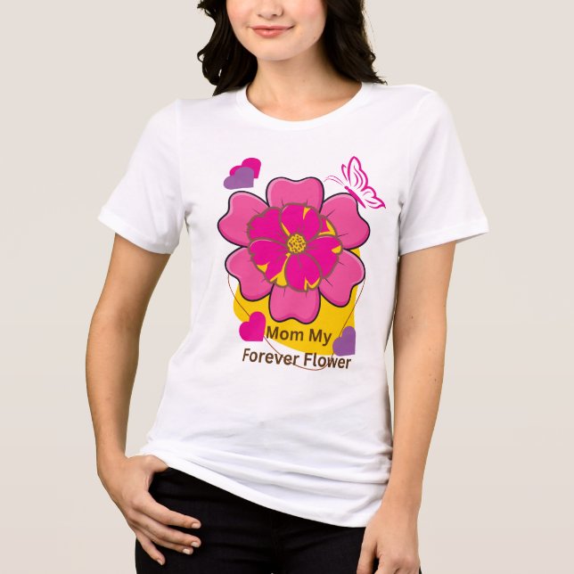 Mama mein Forever-Blumendesign  Tri-Blend Shirt (Vorderseite)