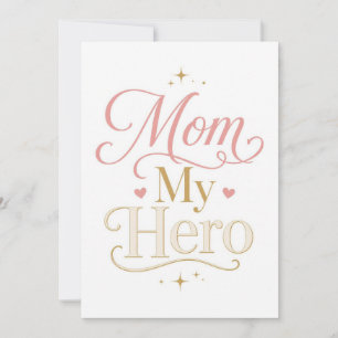 Mama mein Held Elegante rosa-goldene Typografie Dankeskarte