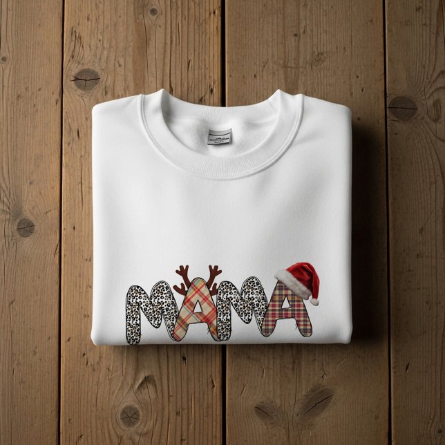 Mama Merry Christmas Leopard & Plaid Holiday Shirt (Von Creator hochgeladen)