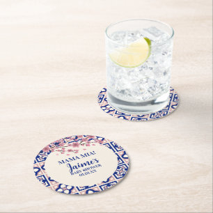 Mama Mia Baby Shower Kirschblüten Runder Pappuntersetzer