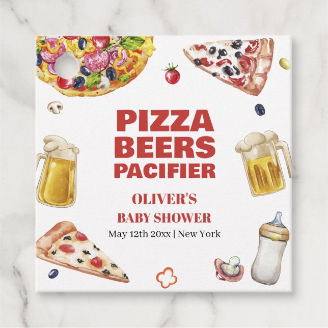 Mama Mia Italian Pizza Beer Schnuller Baby Shower Geschenkanhänger (Vorderseite)