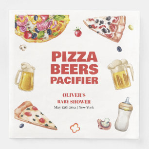 Mama Mia Pizza Beer Schnuller Baby Shower Serviette