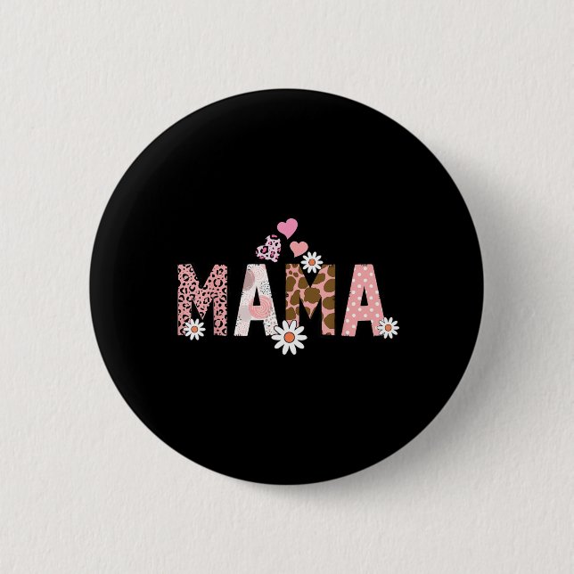 Mama Mini Floral Mommy Me Mutter Tochter passend Button (Vorderseite)