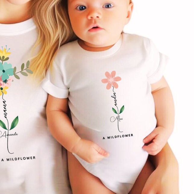 Mama Mini-Matching Benutzerdefinierte Wildblume Baby Strampler (Von Creator hochgeladen)
