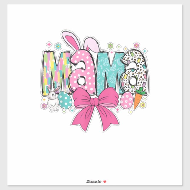 Mama Mini Ostern passendes Mama Bunny Oster Tag T- Aufkleber (Blatt)