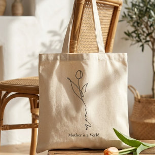Mama   Minimaler Chic-Schriftzug und Blumen-Tote-T Tragetasche