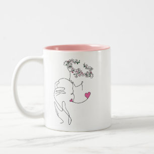 MAMA mit Blume Crown & BABY MINIMALISTISCH ART Two Zweifarbige Tasse