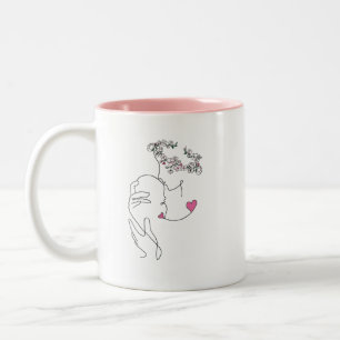 MAMA mit Blume Crown & BABY MINIMALISTISCH ART Zweifarbige Tasse