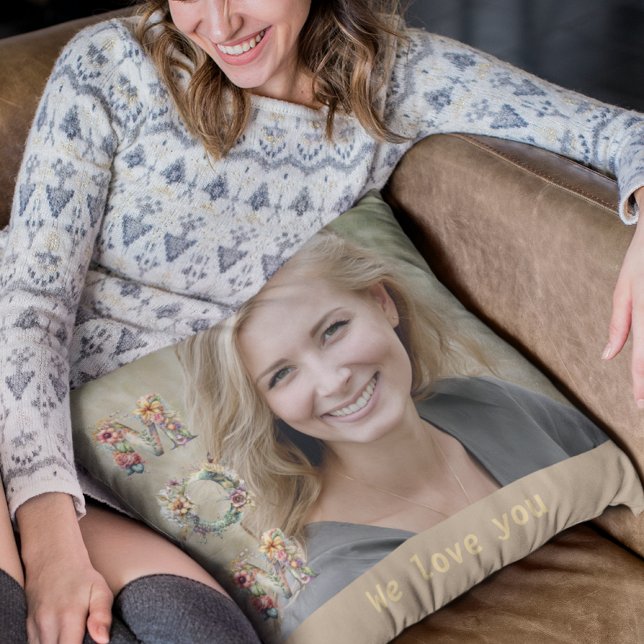 Mama mit Blumenanatomie mit benutzerdefiniertem Fo Kissen (Floral Accent MOM Pillow with Custom Photo)