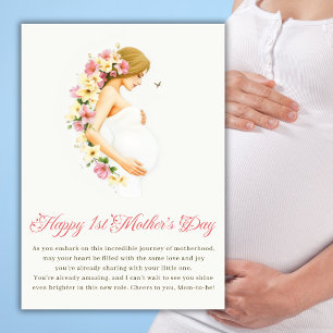 Mama mit Blumenerwartung zum 1. Muttertag Feiertagskarte