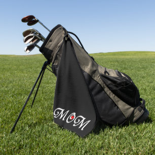 Mama mit einem roten Herz Golfhandtuch