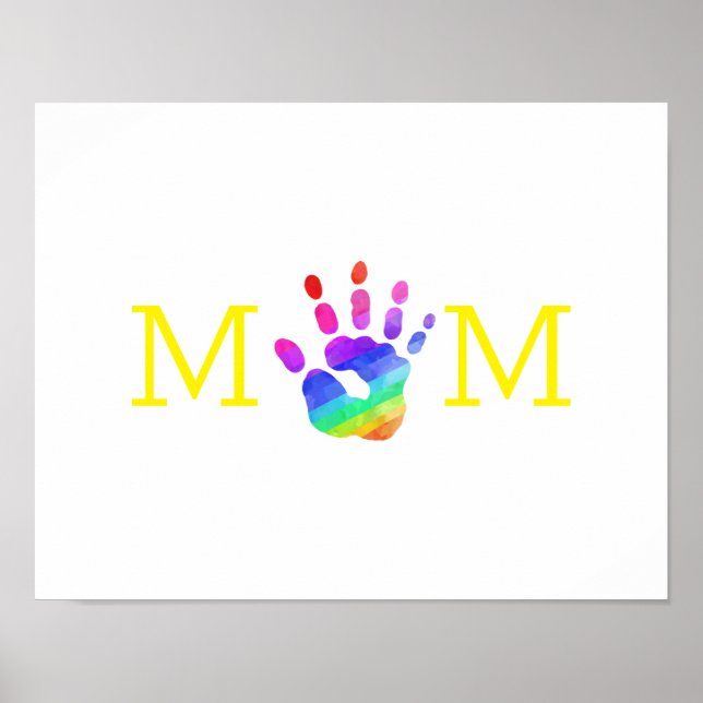 Mama mit farbenfrohen Rainbow-Kinderhandschuhen Poster (Vorne)