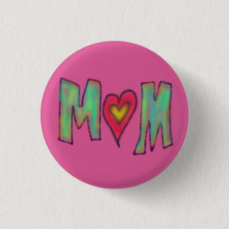 Mama mit Herz Handgezeichnete Kunst Rosa Button