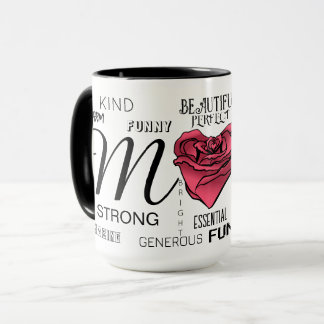 Mama mit Herz Rose und Typografie Tasse