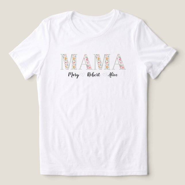 Mama mit Kindernamen Custom Mama Tri-Blend Shirt (Design Vorderseite)